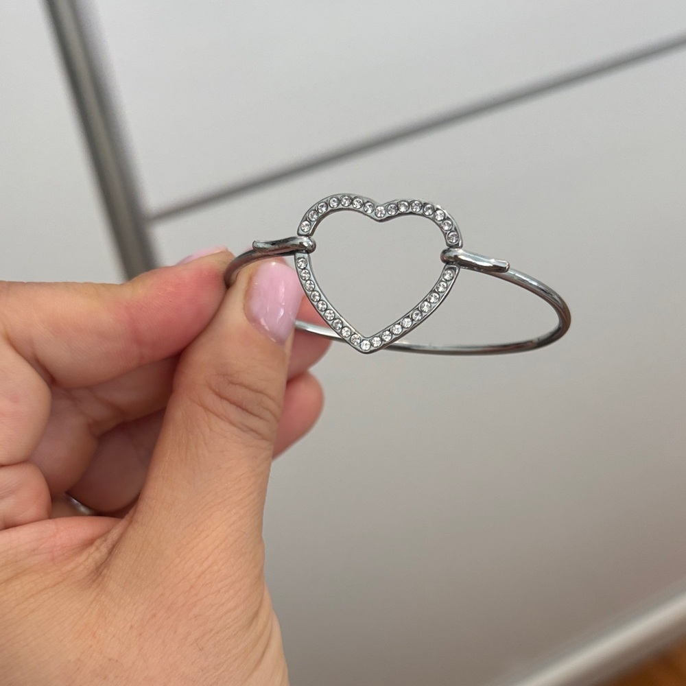 Silver Heart Bracelet with Crystals